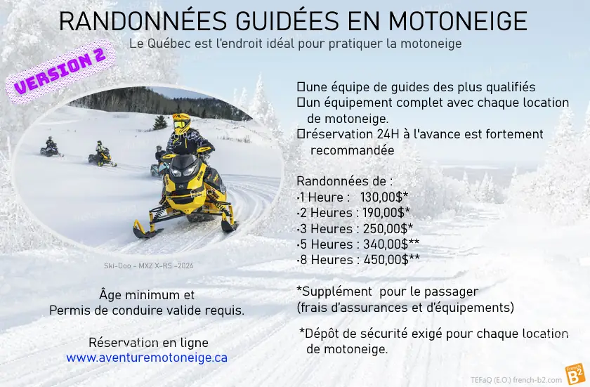 TEF-TEF preparation- Speaking (Section A), Test sample : "Rando en motoneige #2"